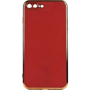Case 4U Apple iPhone 8 Plus / 7 Plus Kılıf Yumuşak Pastel Altın Kenar Bark Kapak Kahverengi