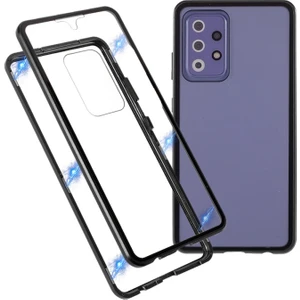 Galaxy A52 4g/5g / A52S 5g Için Manyetik Metal Çerçeve + Çift Taraflı Temperli Cam Telefon Kılıfı - Siyah (Yurt Dışından)