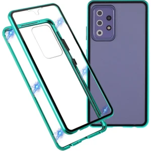 Galaxy A52 4g/5g / A52S 5g Için Manyetik Metal Çerçeve + Çift Taraflı Temperli Cam Telefon Kılıfı - Yeşil (Yurt Dışından)
