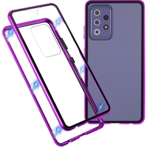 Galaxy A52 4g/5g / A52S 5g Için Manyetik Metal Çerçeve + Çift Taraflı Temperli Cam Telefon Kılıfı - Mor (Yurt Dışından)