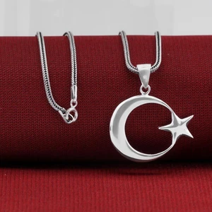 925 Ayar Gümüş Sade Ayyıldız Erkek Kolye