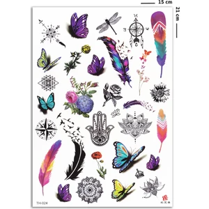 BP Tattoo Unisex Çok Desenli Renkli Karışık Geçici Dövme