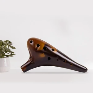 Ocarina 12 Delik Alto C Seramik Taşıma Çantası Müzik Kitabı Kayışı Kahverengi | Ocarina (Yurt Dışından)