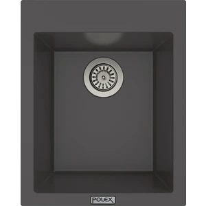 POLEX Cristalüx Granit Evye P-05 Antrasit Tezgah Altı Ve Tezgah Üstü Kare Mutfak Evyesi 41x51cm