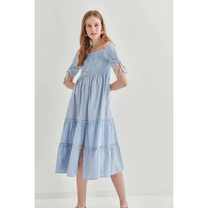 Kollar Büzmeli Gipeli Country Elbise