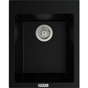 POLEX Cristalüx Granit Evye P-05 Siyah Tezgah Altı Ve Tezgah Üstü Kare Mutfak Evyesi 41x51cm