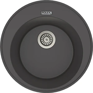 POLEX Cristalüx Granit Evye P-06 Antrasit Tezgah Altı Ve Tezgah Üstü Oval Mutfak Evyesi 51,5x51,5cm