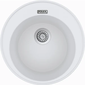 POLEX Cristalüx Granit Evye P-06 Beyaz Tezgah Altı Ve Tezgah Üstü Oval Mutfak Evyesi 51,5x51,5cm