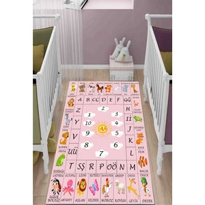 STY Home Ingilizce Öğretici Çocuk Kaymaz Tabanlı Makinede Yıkanabilir Halı Kilim Yolluk Pembe