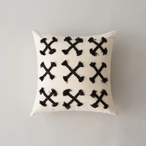 Sanlindousanlindou 45*45 Kanepe İçin Modern Stil Çarpı İşlemeli Yastık Kılıfı - Beyaz (Yurt Dışından)