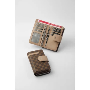 Cengiz Pakel Monogram Kadın Orta Boy Cüzdan 65256MP Kahve-Vizon