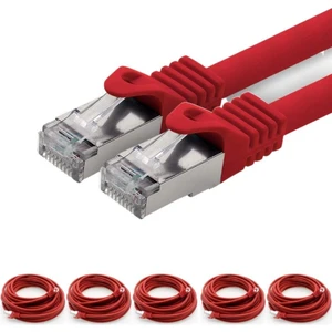 5 Adet CAT7 S/FTP Ethernet (Network, LAN) Kablosu, Kırmızı, 25 cm