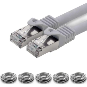 5 Adet CAT7 S/FTP Ethernet (Network, LAN) Kablosu, Gri, 25 cm