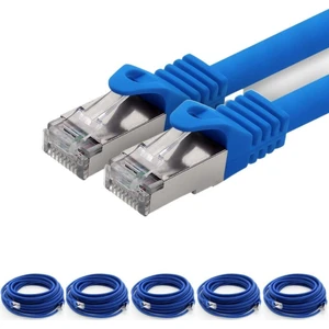 5 Adet CAT7 S/FTP Ethernet (Network, LAN) Kablosu, Mavi, 25 cm