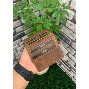 Derije Hakiki Deri Unisex Crazy Taba Patlı Tasarım Kartlık (T1442)