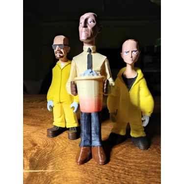 Zer Sanat Breaking Bad Figür Set (Heisenberg-Jesse-Gustavo) 3'lü Fifür Dekoratif