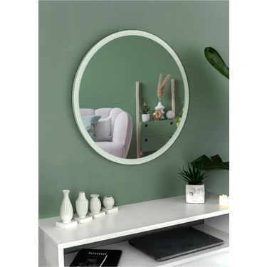 Nysamo 58 cm Beyaz Dekoratif Yuvarlak Antre Hol Koridor Duvar Salon Mutfak Banyo Wc Ofis