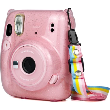 Zshskj Glitter Güç Kristal Kılıf Fujifilm Instax Mini 11 Için Kayışlı (Yurt