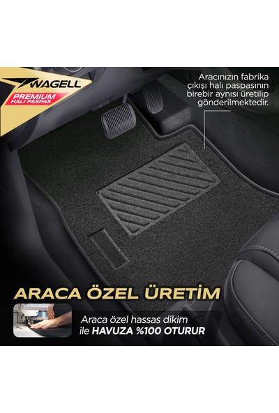 Wagell Audi A6 2011-2018 Araca Özel Oto Halı Paspas Seti - Siyah