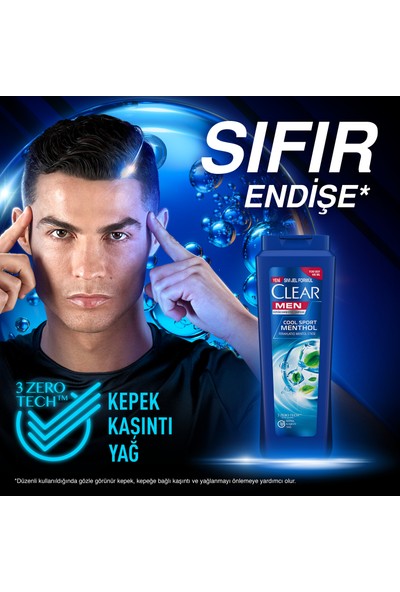 Clear Men Kepeğe Karşı Etkili Şampuan Cool Sport Menthol Ferahlatıcı Mentol Etkisi 325 ml