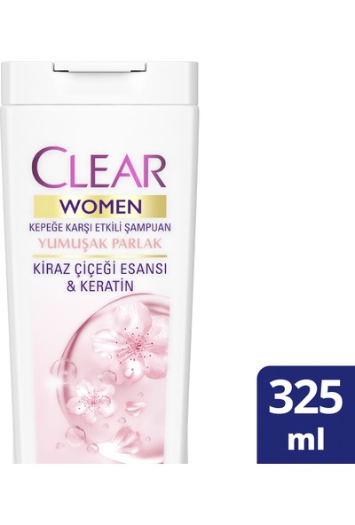 Clear Women Kepeğe Karşı Etkili Şampuan Yumuşak Parlak Kiraz Çiçeği Esansı & Keratin 325 ml