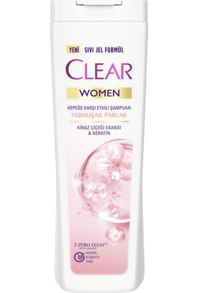Clear Women Kepeğe Karşı Etkili Şampuan Yumuşak Parlak Kiraz Çiçeği Esansı & Keratin 325 ml