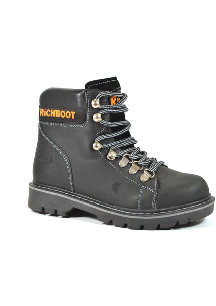 Richy Kids Richy KidsYağlı Deri Siyah FermuarlıErkek Çocuk Bot