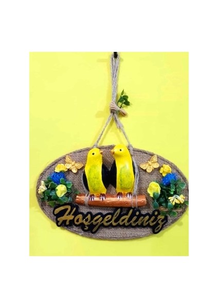 Kuş ve Çiçek Figürlü Dekoratif Hoşgeldin Kapı Aksesuar 32CM