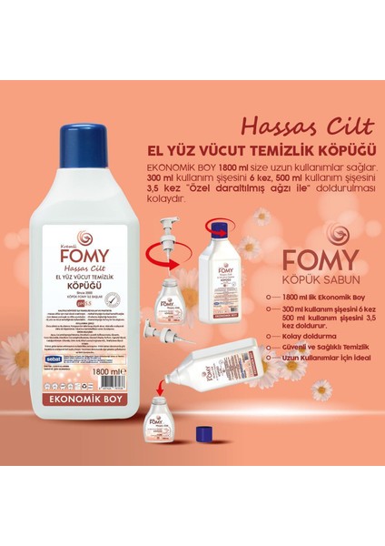 Hassas Cilt Köpük Sabun El Yüz Vücut 1800 ml