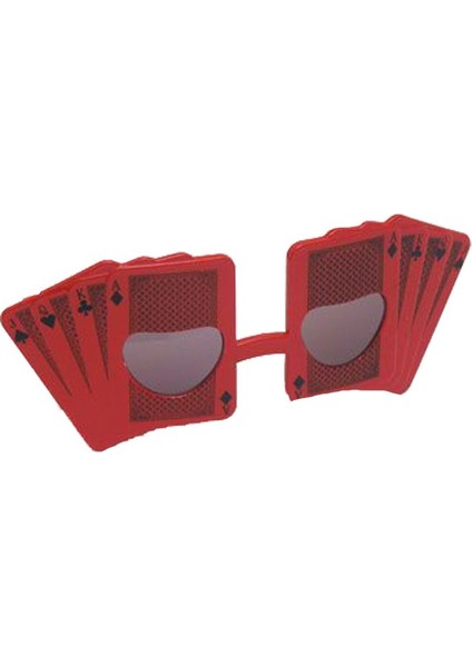 Iskambil Kağıdı Simgeli Parti Gözlüğü Kırmızı Renk