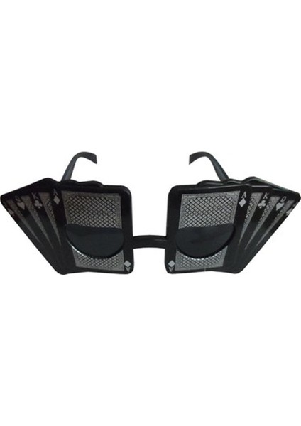 Iskambil Kağıdı Simgeli Parti Gözlüğü Siyah Renk