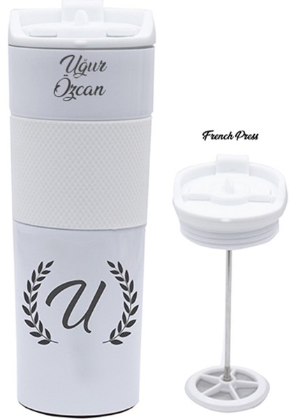 Isme Özel Premium French Press Çelik Termos 450 ml M1