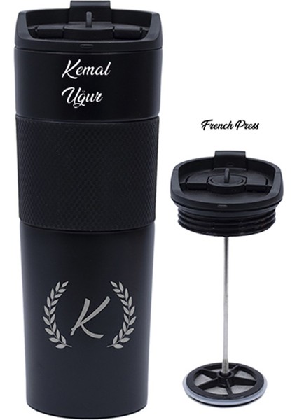 Isme Özel Premium French Press Çelik Termos 450 ml M1