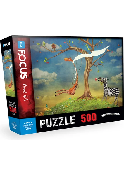 Blue Focus 500 Parça Puzzle - Zebra Love Giraffe (Zebranın Aşkı Zürafa)