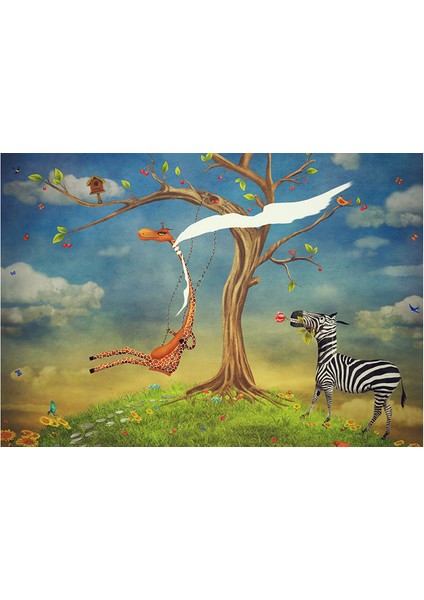 Blue Focus 500 Parça Puzzle - Zebra Love Giraffe (Zebranın Aşkı Zürafa)