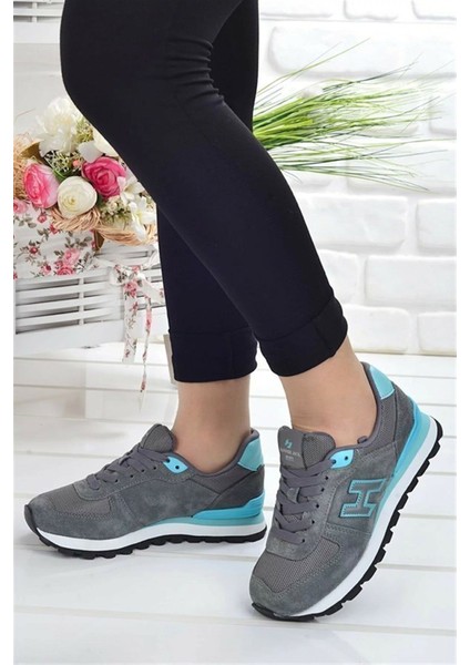 Peru Kadın Sneaker Spor Ayakkabı 19250 Gri Turkuaz V13