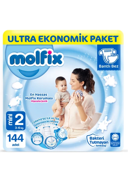 Bebek Bezi 2 Beden Mini Ultra Ekonomik Paket 144 Adet