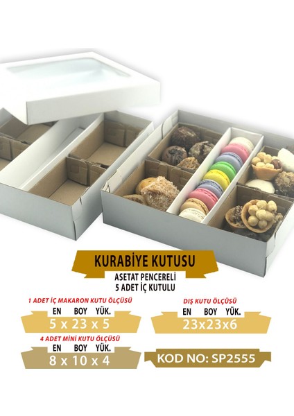 Kurabiye - Makaron Kutusu (4 Adet Mini Kutu 1 Adet Makaron Kutu) (10 Adet)