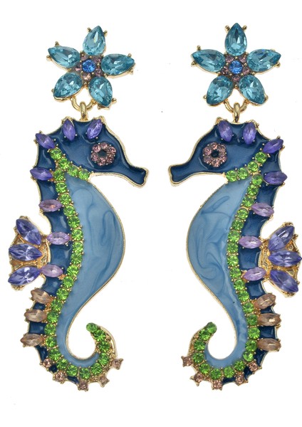 Mavi Deniz Atı Küpe