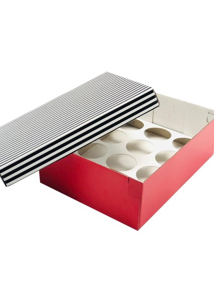 22X30X10 Düz Kapaklı 12'li Cupcake Kutusu (10 Adet)