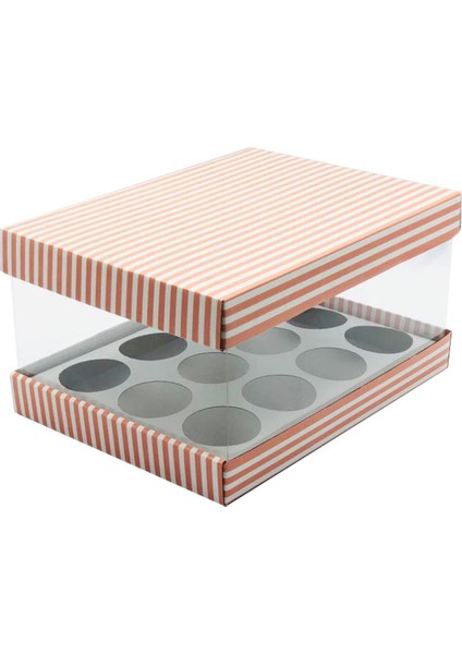 22X30X15 Asetatlı 12'li Cupcake Kutusu (10 Adet)