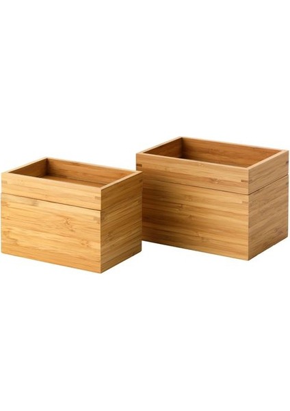 2li Bambu Banyo Seti Ikea 15X10X11 cm ve 17X12X12 cm Düzenleme Kutuları