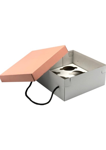 6'lı Cupcake Tutmaçlı Kutu (10 Adet)