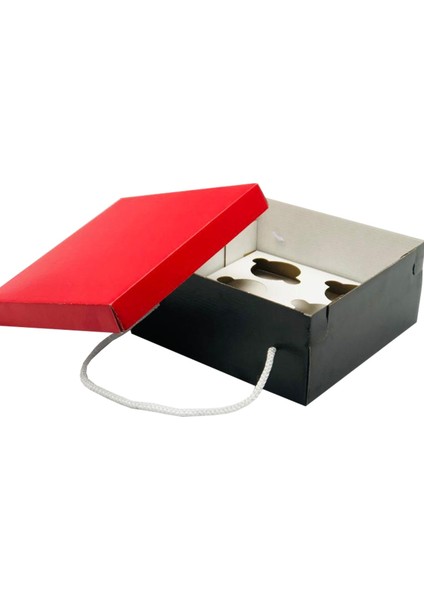 6'lı Cupcake Tutmaçlı Kutu (10 Adet)