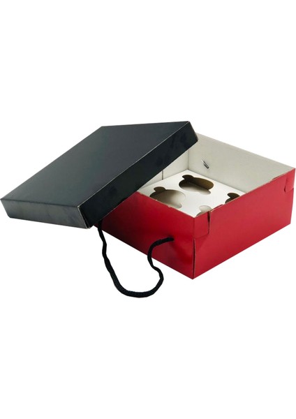 6'lı Cupcake Tutmaçlı Kutu (10 Adet)