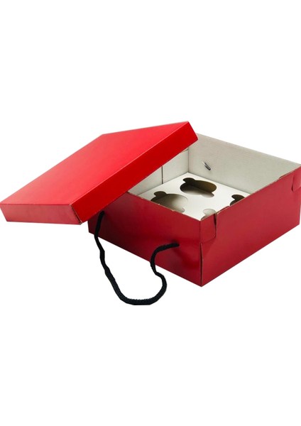 6'lı Cupcake Tutmaçlı Kutu (10 Adet)