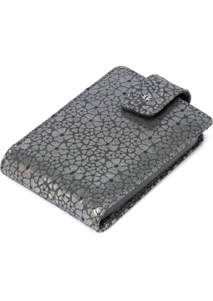 Siyah-Çiçek Deri Unisex Kredi Kartlık 01512J15