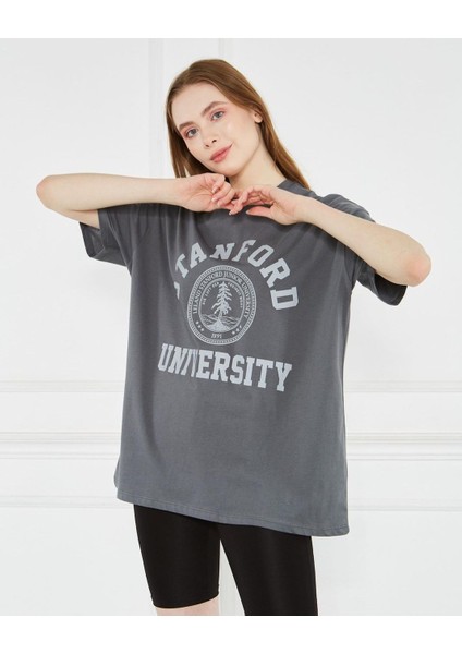 Unisex Oversize Antrasit Gri Tshirt