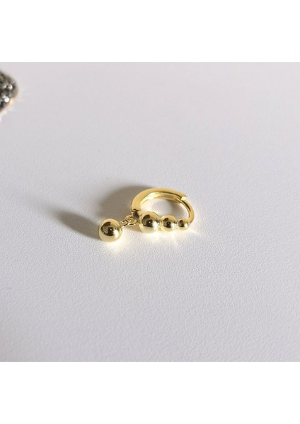 925 Ayar Gümüş Gold Boncuk Halka Piercing/küpe. Çap 8 mm