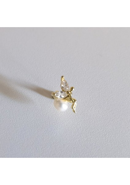 925 Ayar Gümüş Gold Perili Piercing/küpe. Bar Uzunluğu 6mm fiyatları